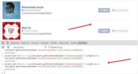 Accept or confirm all facebook friend request script run
