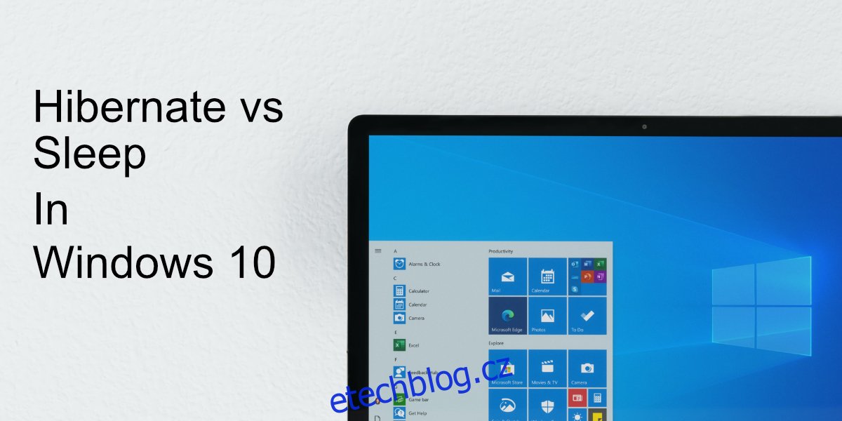 Hibernace vs spánek ve Windows 10