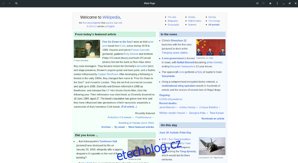 číst Wikipedii Linux desktop