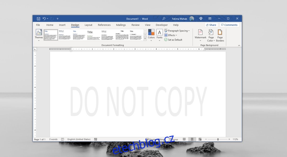 odstranit vodoznak v aplikaci Microsoft Word