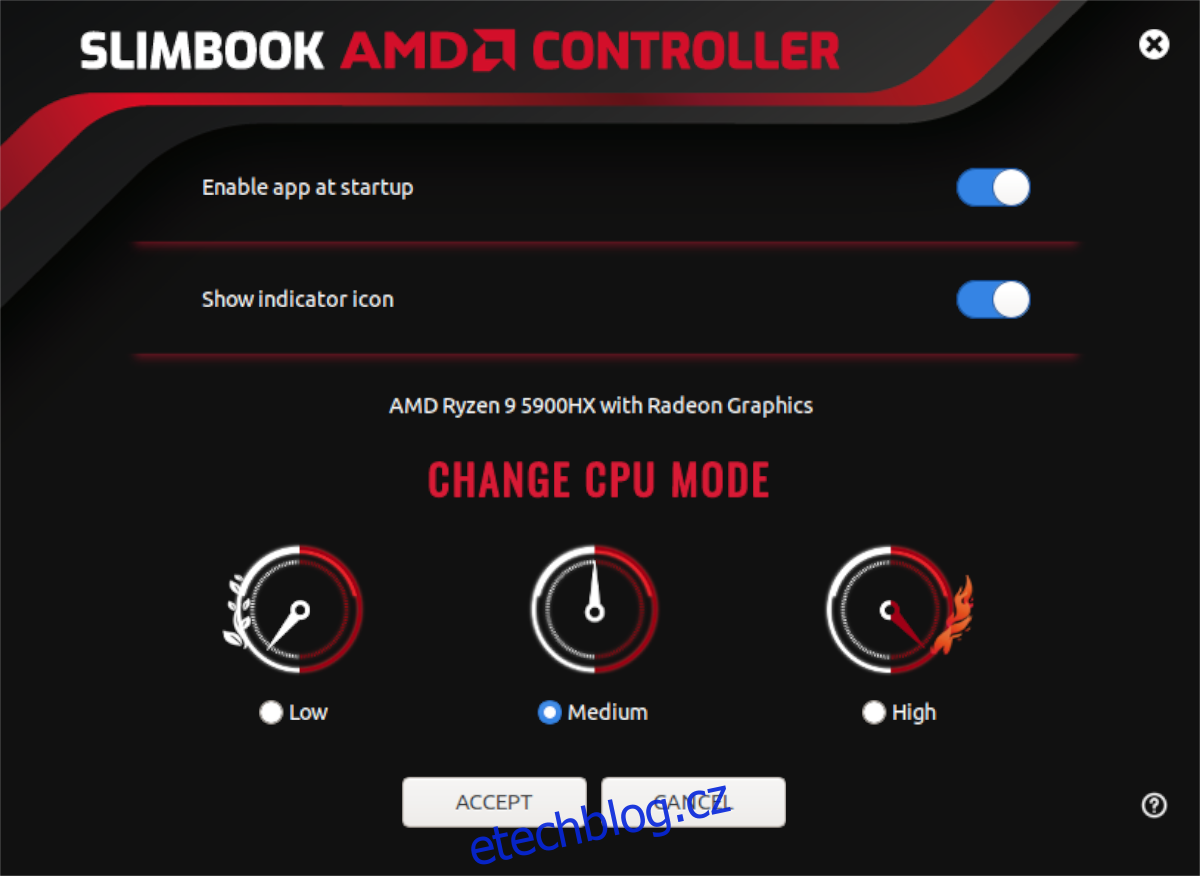 Slimbook mobilní Ryzen CPU tuner