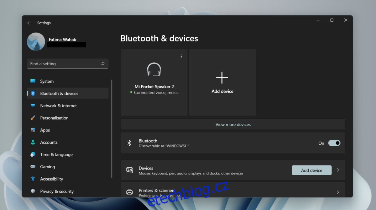 Zařízení Bluetooth v systému Windows 11