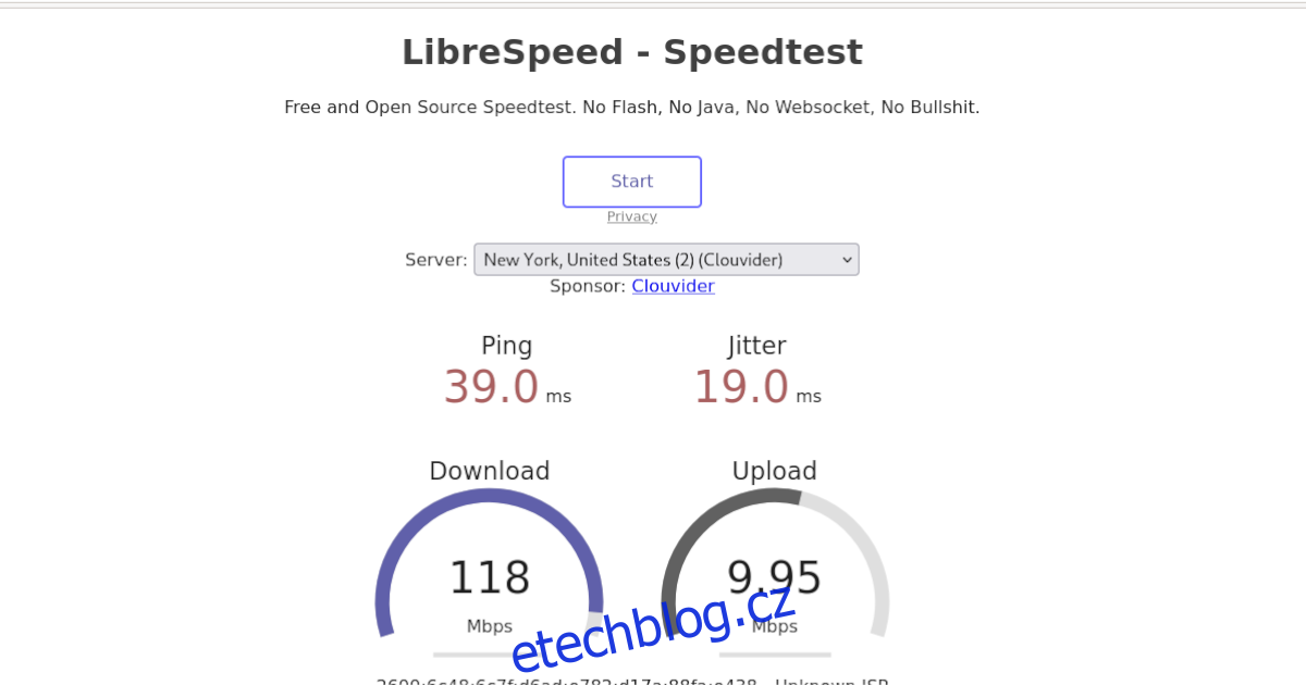 rychlost internetové sítě ubuntu