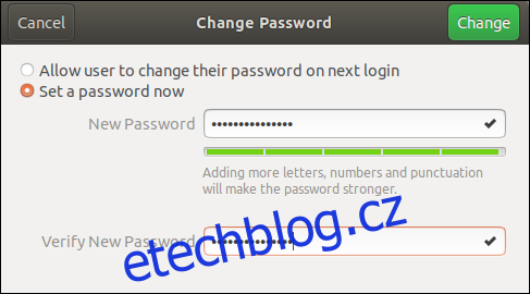 Zadejte nové heslo do 