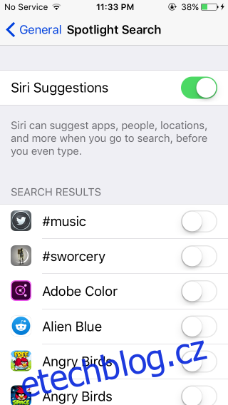 Jak vyloučit aplikace z vyhledávání Spotlight v iOS 9