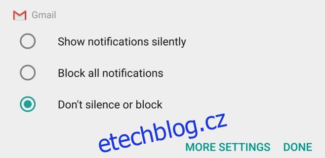 Jak povolit tichá upozornění pro aplikaci v systému Android 7.0