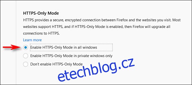 V možnostech ochrany osobních údajů Firefoxu vyberte 