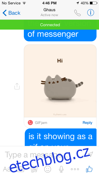 Jak posílat GIF na Facebook Messenger [iOS]