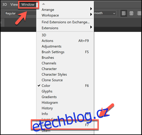Stisknutím tlačítka Okna > Vrstvy zobrazíte panel Vrstvy ve Photoshopu” width=”479″ height=”456″ onload=”pagespeed.lazyLoadImages.loadIfVisibleAndMaybeBeacon(this);” onerror=”this.onerror=null;pagespeed.lazyLoadImages.loadIfVisibleAndMaybeBeacon(this);”></p>
<p>Chcete-li sloučit vybrané vrstvy ve Photoshopu, budete muset vybrat vrstvy, které chcete sloučit ve Vrstvách panelu vpravo, podržením klávesy Ctrl na klávesnici vyberete více než jednu vrstvu najednou.</p>
<p><img decoding=
