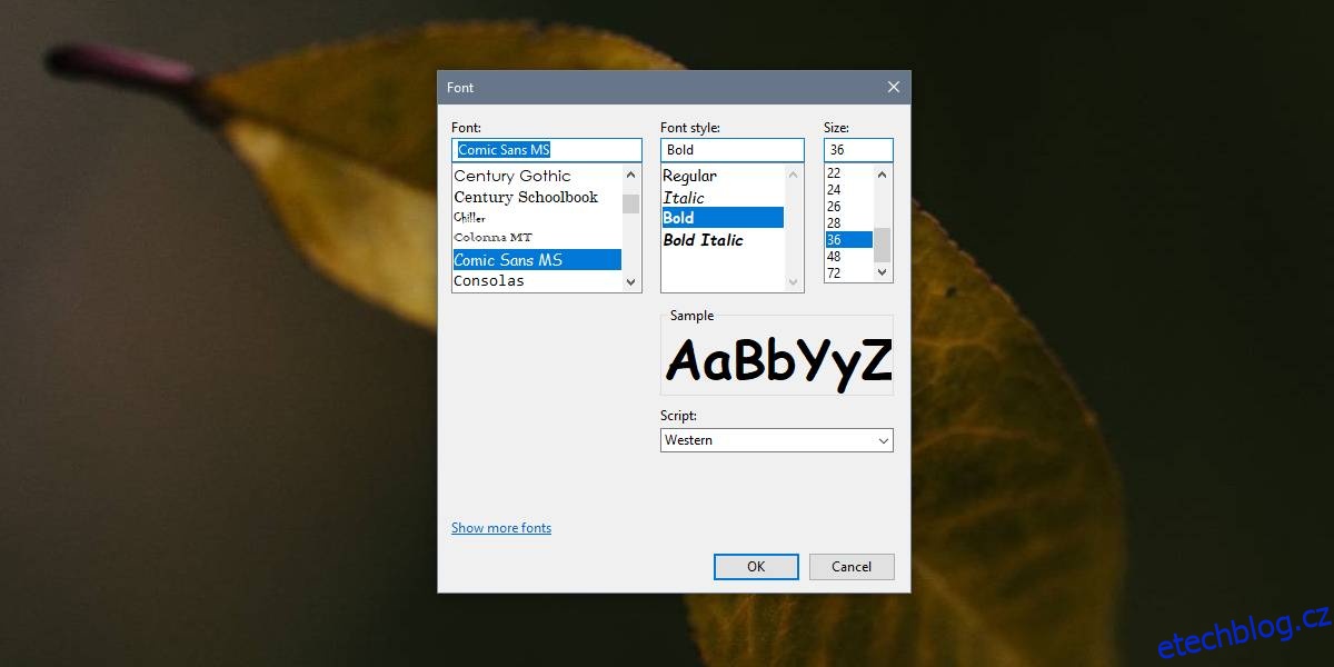 Jak přizpůsobit písmo v programu Poznámkový blok ve Windows 10