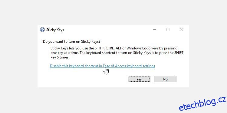 Jak vypnout Sticky Keys