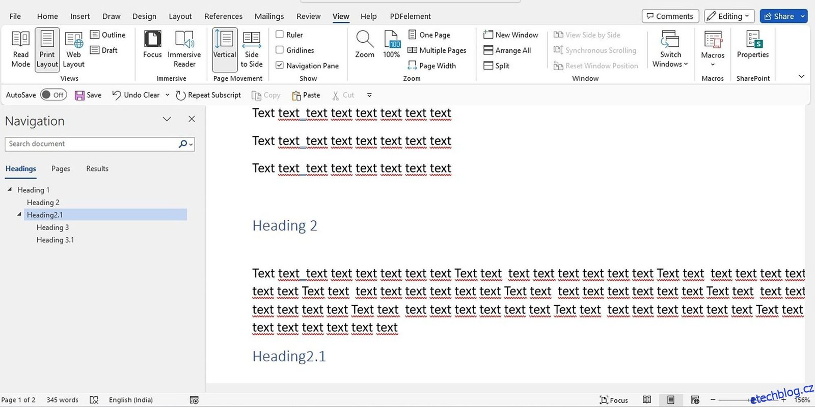 Přesunout, změnit pořadí a uspořádat stránky v aplikaci Microsoft Word