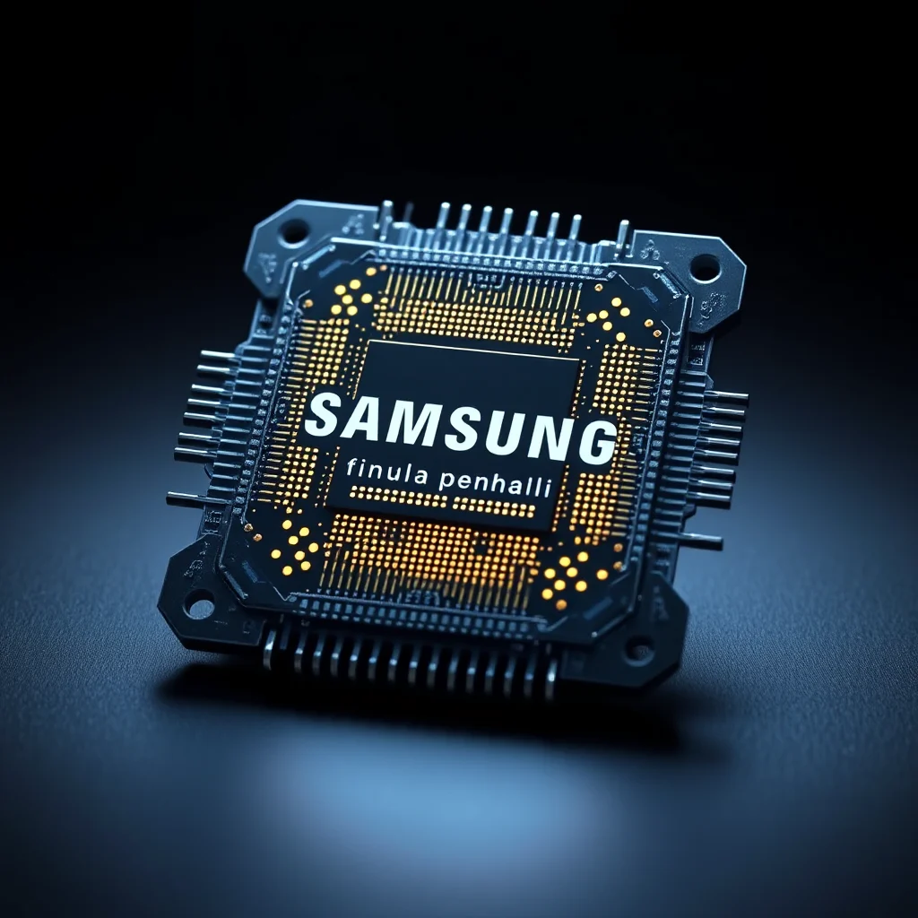 Chip Samsung s vyznačeným logem a textem.